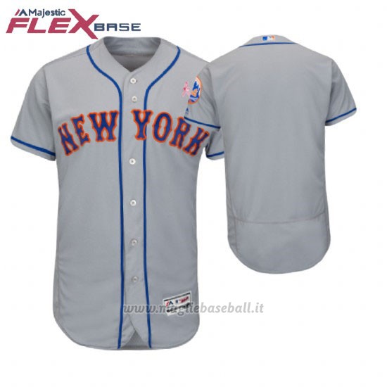 Maglia Baseball Uomo New York New York Mets Grigio 2018 Dia de la Madre Flex Base